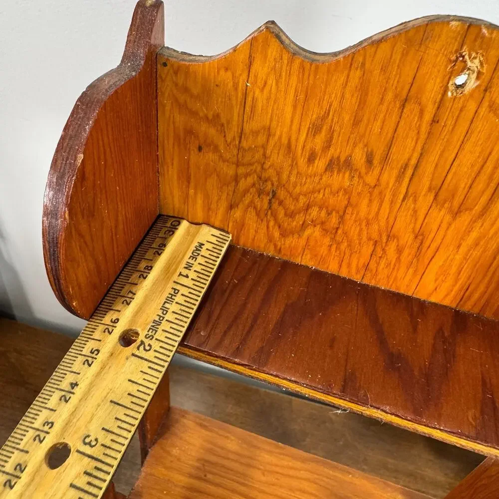 Vintage Hanging Trinket Shelf Wood 3 Tier Shelves Display MCM 1942 6.5x15